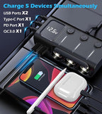 8 in 1Cigarette Lighter Splitter,LIHAN 3 Expander Socket Car Charger Adapter & 5 USB Ports(Type-C PD36W/QC3.0),12V/24V Plug,120W Outlet with LED Voltmeter,3.3FT Cable for Car,Truck,SUV,RV,Camping