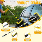 LAANPOLE 12FT Car Wash Brush with Long Handle, Car Cleaning Brush with 12 Inch Soft Bristle and Soap Dispenser, Solar Panels Cleaner with Telescoping Pole for RV, Truck, Boat, House Siding, Yellow