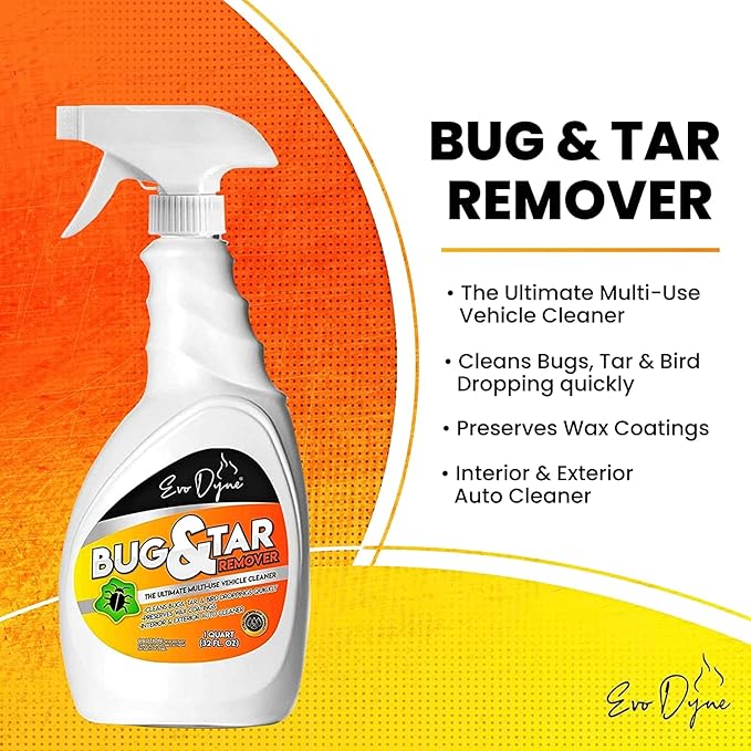 Evo Dyne 2-Pack Bug Remover for Car Detailing (32 fl oz Per Bottle), Made in the USA - Car Interior Cleaner Removes Tar, Droppings, Guts, Dirt, Grease, Tree Sap, & More | Tree Sap Remover