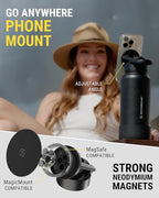 Scosche MFMS32 MagicMount Flask 32 oz Stainless Steel Water Bottle with MagSafe Phone Mount Stand, 12H Hot & 24H Cold, Insulated Flask with Magnetic Phone Holder for Gym, Travel, Sports, 32oz Black