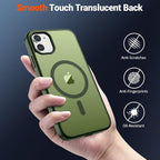 SUPFINE Magnetic for iPhone 11 Case(Compatible with MagSafe)(Military Grade Drop Protection) Slim Translucent Matte Shockproof with Anti-Fingerprint Phone Case,Cangling Green