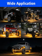 YM E-Bright 4Pcs Led Strip Lights for Car, 24inch Waterproof IP68 Car Underglow Strip Lights Decoration 36SMD 12V Led Interior Exterior Lights Strip for Cars Motorcycles Truck Golf Cart Boat - Yellow