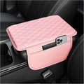 Stacool Upgraded Car Center Console Cover,Microfiber Leather Car Armrest Cover Cushion with 2 Storage Bags,Universal Car Armrest Storage Box (Pink)