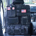 Universal Tactical Car Seat Back Organizer Bag Tactical Molle Vehicle Organizers Panel Vehicle Protector Organizers with 5 Detachable Pouches for Car Truck Ford Jeep (Upgraded D model Black camo)