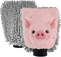 YETTASBIN Pink Pig 2PCS Car Wash Mitts, Ultra Absorbent Chenille Microfiber Car Washing Gloves, Scratch-Free Lint-Free Auto Cleaning Mitt, Machine Washable Elastic Cuff Car Wash Sponge