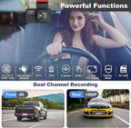 Dash Cam Front and Rear, 4K+1080P FHD Dual Camera with ADAS, GPS, 5G WiFi & App Control, 64GB Card Included, G-Sensor, Night Vision, Loop Recording, 170°Wide Angle, WDR, 24H Parking Mode