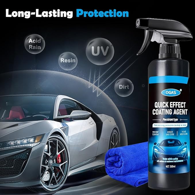Ceramic Coating Spray for Cars, Nano Ceramic Car Wax Spray, Hydrophobic Top Coat, High Gloss Paint Protection, Water Beading Quick Detailer, Scratch & UV Protection Car Polish Spray -17 Fl.Oz