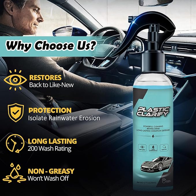 Plastic Refurbishment, Car Trim & Plastic Restorer for Refreshing Faded Plastic, Leather, Vinyl & Rubber Trim with Polish, Automotive Shiny Stuff, Black Car Exterior & Interior Care-200ml