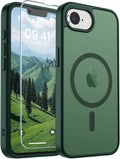 SUPFINE Magnetic for iPhone 17e Case/iPhone 16e Case (Compatible with MagSafe)(Military Grade Drop Protection) Slim Translucent Matte Shockproof with Anti-Fingerprint Phone Case,Forest Green