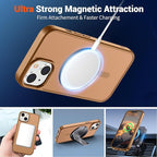 SUPFINE Magnetic for iPhone 14 Case & iPhone 13 Case (Compatible with MagSafe)(Military Grade Drop Protection) Slim Translucent Matte Shockproof Phone Cover,Brown