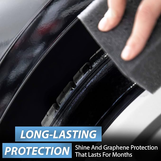 Torque Detail Graphene Tire Shine Spray - Long Lasting Deep Black Shine with No Sling - Graphene Protection Against UV Rays, Fading & Yellowing