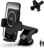 iHome Car Mount, Dashboard/Windshield/Vent Mount, Swivel Neck, Silicone Grip, Adjustable Mount Arm with Suction Cup Base (Wireless Charging Car Mount)