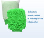 HARFINGTON 5pcs Chenille Microfiber Car Wash Mitts 9" x 5.5" Scratch Free Wash Gloves Absorbent Double Sided Plush 5 Color Cleaning Drying Mitts for Car Washing Home Clean