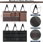 UYYE Trunk Hanging Organizer, Backseat Storage Bag, Collapsible Car Interior Accessories with 4 Pockets & 2 Mesh Pouches for Tools, Provide More Storage Trunk Space for SUV, Jeep, MPVs (Brown)