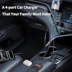 90W 4 in 1 USB C Super Fast Car Charger for iPhone 17 Pro Max/Air/16/15/iPad, Samsung S26, Pixel Android Phone, Dual 45W Type C & QC3.0, 12V Multi Port Cigarette Lighter Adapter + 2 USBC Cord 3.3ft