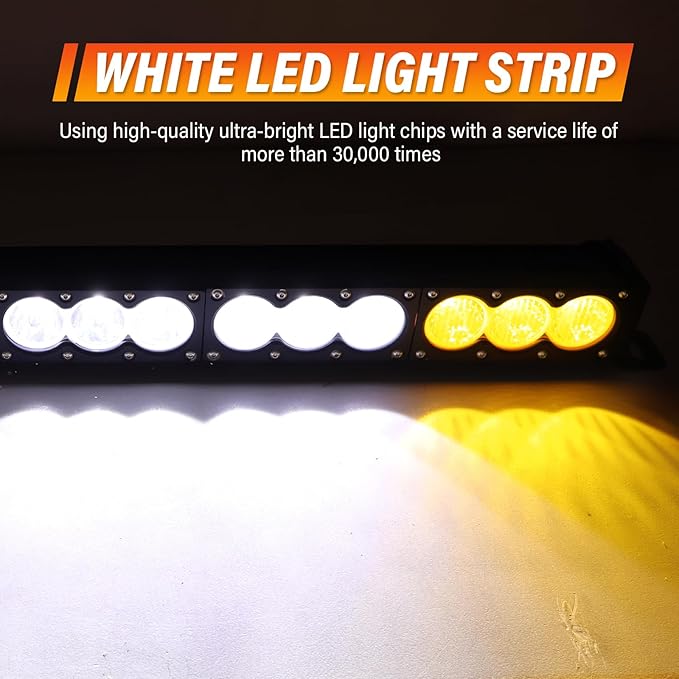 Willpower 49 inch LED Light Bar Single Row White Amber Dual Color 270W Off Road Light Bar Spot Flood Combo LED Work Light Truck UTV 4x4 Cars SUVs ATVs Boats Fog Driving Light with Wiring Harness kit
