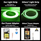 iNextStation 16.4FT/5M Green LED Strip Lights, DC12V Silicone Neon Light Strip, IP65 Waterproof Led Rope Lights Dimmer for Cuttable DIY, LED Light Strip for Bedroom, Indoor, Outdoor(with Plug)