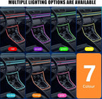 HZEL Car LED Strip Light, 6 in 1 RGB Smart APP Control Vehicle Fiber Optic Ambient Lamp with USB Port & Music Sync Mode, Auto Interior Decor Lighting Kit, Universal for Most Cars