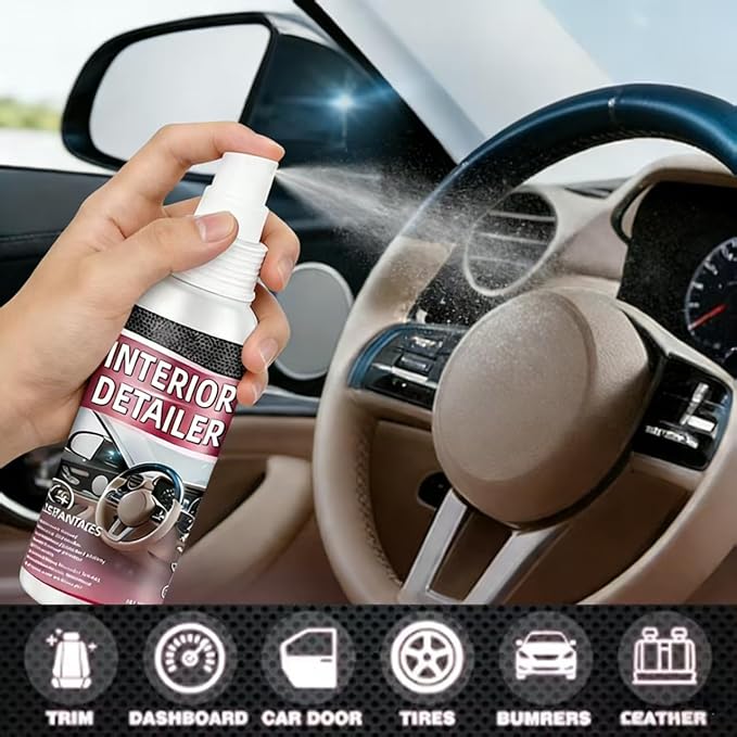 Car Interior Cleaner, Polishing Cleaner Detailer Spray, for Vehicle Detailing, Car Interior Detailer Spray, All Purpose for Dashboards, Seats, Leather, Plastic (1PCS, 100ML)