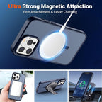 SUPFINE Magnetic for iPhone 12 Pro Max Case with Screen Protector (Compatible with MagSafe) (Military Grade Drop Protection) Translucent Matte Shockproof Phone Cover,Dark Blue