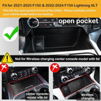 Center Console Compartment Cover for Ford F150 2021-2025 & Lightning XLT 2022-2024, Front Interior Storage Cubby Lid Hidden Secret Pocket Panel (For Open Pocket in Front of Shifter) (Full Coverage)