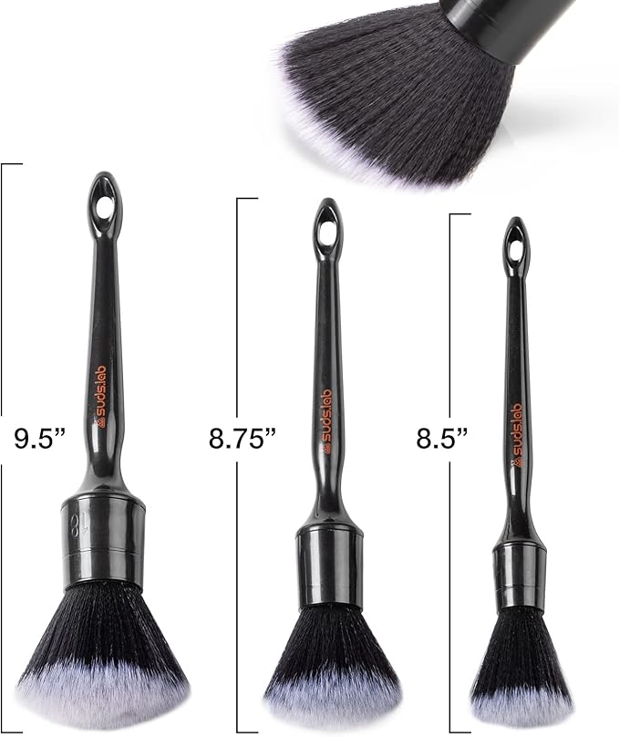 Suds Lab PB Plush Brush Kit 3 Pack- Ultra-Soft Synthetic Bristle Brushes - Scratch Free Design - Fine Detailing Brushes for Personal and Professional Use
