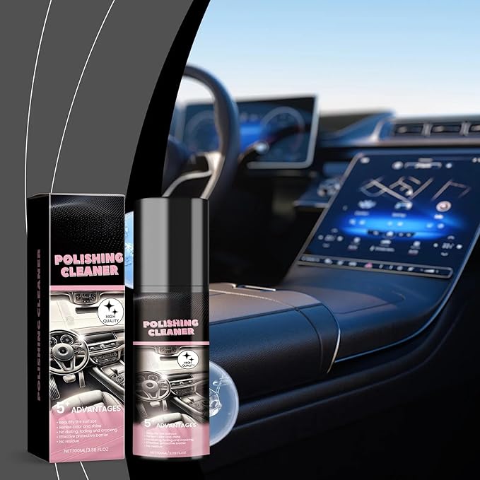 Car Interior Polish & Restorer – Multi-Surface Interior Cleaner for Shine Renewal, Dirt Removal, Protection & Anti-Stain Care for Dashboard, Leather, Plastic & Trim