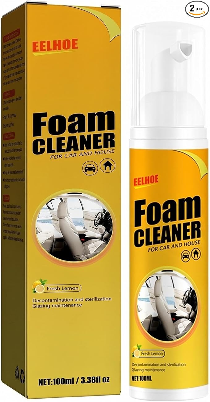 Car Interior Foam Cleaner, Multi-Purpose Stain Remover for Car Seats, No-Wash Foam Cleaner for Vehicle (2 Pack, 6.8 Fl Oz)