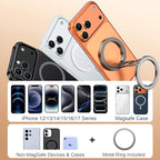 Magnetic Phone Ring for MagSafe Grip [Dual-Sided Magnetic] [Magnet Phone Stand Grip Compatible with Car Mounts] Mag Safe Accessory for iPhone 17/16/15/14/13 Pro Max Plus, Grey