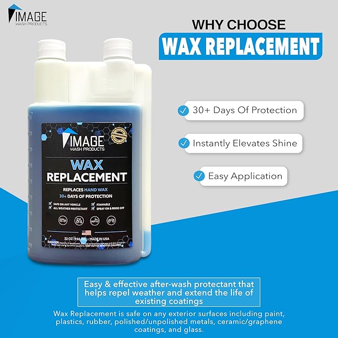 Image Wash Wax Replacement Foamable – Concentrated Spray Wax & Protectant for Cars, Trucks, RVs, Boats,Ceramic & Waxed Surfaces. ((32 Fl Oz (Pack of 1)))