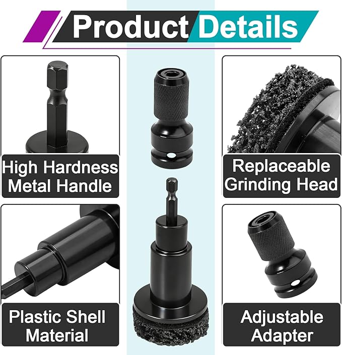 2 Sets Wheel Hub Cleaning Kit Fits Power Drill or 1/2" Impact Driven Wrenches for Car & Truck, Hub Cleaning Tool Quickly Remove Rust from Studs and Brake Discs