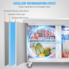 VEVOR 72" Commercial Refrigerator Sandwich & Salad Prep Table, 20 Cu. Ft Stainless Steel Refrigerated Food Prep Station with 3 Doors, Frost Free Refrigerator with Lock for Restaurant, Bar, Store