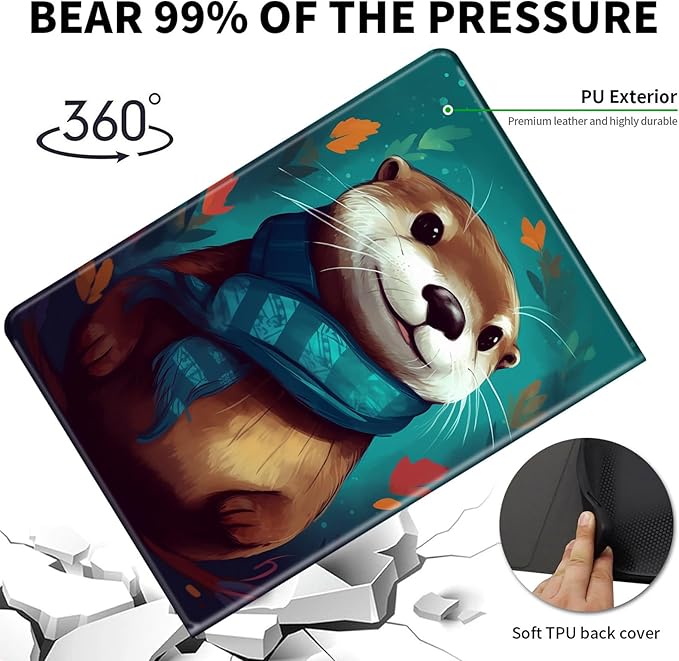 Case for 7" Kindle Paperwhite 12th Generation 2024 & Kindle Colorsoft Signature Edition,Leather Folio Adjustable Stand Cover Auto Wake/Sleep for Kindle Paperwhite 2024,Cute Otter Green
