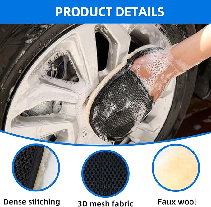 5pack Car Wash Mitt, House Cleaning Glove, Home Dusting Cloth Imitation Wool Gloves 2 pcs Yellow