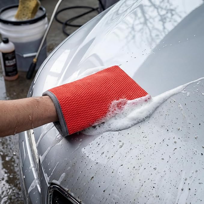 2-Pack Fine Grade Clay Mitt, Premium Clay Infused Auto Detailing Glove Designed to Remove Dirt, Grime, Iron and Surface Contaminants From Paint, Glass, Car Clay Bar Mitt for a flawless finish