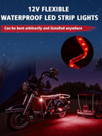 YM E-Bright 4Pcs Led Strip Lights for Car, 12inch Waterproof IP68 Car Underglow Strip Lights Decoration 18SMD 12V Led Interior Exterior Lights Strip for Cars Motorcycles Truck Golf Cart Boat - Red