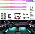 Car Interior Ambient Lights, RGB Neon Lighting for Tesla Model 3 2020,20 in 1 256 Colorful LED Acrylic Fiber Optic Strip,Multiple ModesDecoration Atmosphere with Music