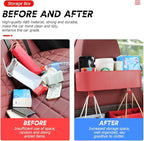BELOMI 2PCS Car Headrest Backseat Organizer with Cup Holder, Seat Back Hanging Storage Box with Hooks, Multi-Functional Drink Pocket Food Snack Phone Tray for Kids, Car Travel Accessories（Red/2PCS）