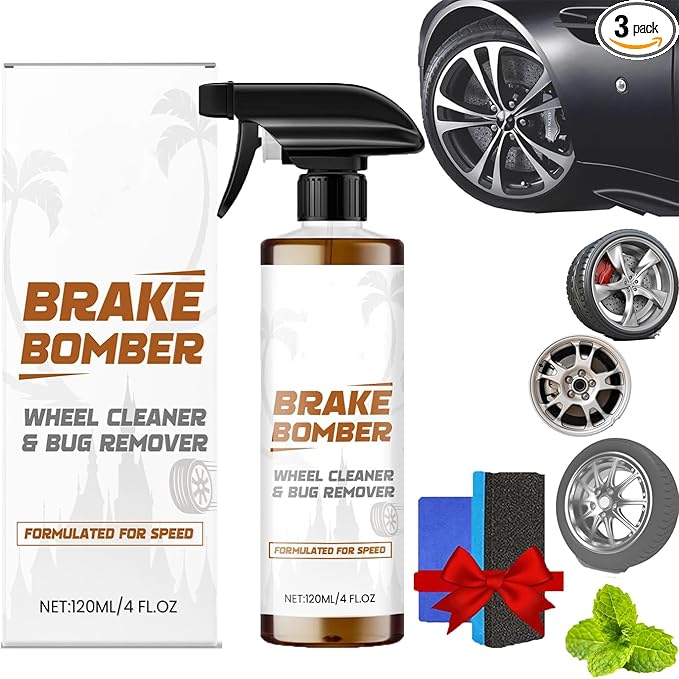 Powerful Wheel and Tire Cleaner Spray, Brake Bomber 3.0 Dust Remover Wheel Cleaner, Car Tire Shine Spray & Rim Cleaner, All Purpose Heavy Duty Cleaning for Painted Wheels Chrome (1PCS)