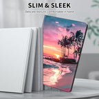 for Kindle Paperwhite Case,6" Kindle Paperwhite 4 10th Generation Case 2018 & Kindle Paperwhite Signature Edition,Leather Slim Adjustable Stand Cover Auto Wake/Sleep,Pink Beach Sunset