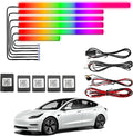 Acrylic Interior Car LED Lights,for Tesla Model 3 2020 Wireless APP 6 in 1,Ambient Lighting Kits Fiber OpticStrip LEDs, 16 Million Colors Music