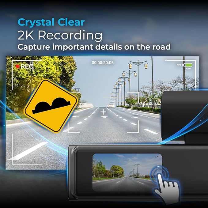 AUTOSKY 2K Dash Cam Front, WiFi Car Camera, Wide 140° View, G-Sensor, Loop Recording, Time Lapse, 32GB Card Included
