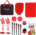DNA Motoring Car Detailing Brush Cleaning Tools Set with Carry Bag for Auto Interior & Exterior Wheel Dashboard Vent, Red,TOOLS-00278
