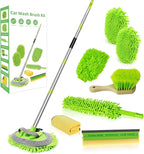 62" Car Wash Brush with Long Handle Chenille Microfiber Car Wash Mop Mitt, Wheel Brush, Windshield Window Squeegee, Car Duster Microfiber Towel, Gloves, for Cleaning Cars, RV, Truck, Boat