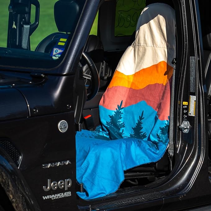 Gone For a Run Car Seat Towel Cover – Hooded Moisture-Wicking Microfiber Seat Protector – 30" x 60" – for Runners and Outdoor Enthusiasts – Sedona