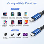 Basesailor USB C to Lightning Charger Cable 6.6ft with USB A Adapter,iOS Type C Power Delivery PD Fast Charging Cord for iPhone 11 12 13 14 Mini Pro Max,SE,iPad 8th 9th Generation