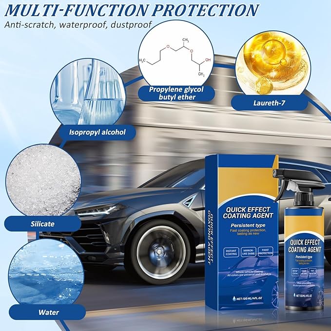 2PCS Car Coating Spray, Quick Effect Coating Agent, Quick-Advanced Car Acting Coating Agent Spray, Waterless Wash Polish, Paint Protection and Glass Cleaner