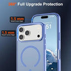 SUPFINE Magnetic for iPhone 17 Pro Max Case (Compatible with MagSafe)(Military Grade Drop Protection) Translucent Matte Shockproof with Anti-Fingerprint Phone Cover,Blue Purple