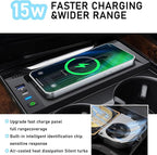 Wireless Car Charger with 15w Wireless and 27w USB Qc 3.0 Fast Charging for BMW X5/X6 2014-2018 Center Console Charging Pad Mat Interior Accessories