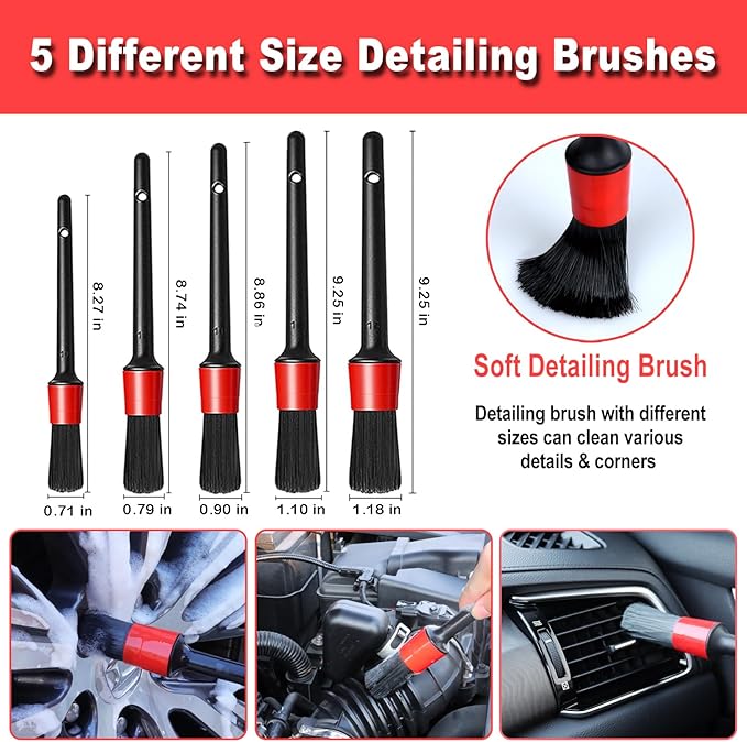 Car Detailing Kit, 18Pcs Car Detailing Brush Set, Car Cleaning Kit, Drill Brush Set, Car Detailing Brushes, Tire Brush - Car Wash Kit, Car Cleaning Tools brushes for Interior, Exterior, Wheels